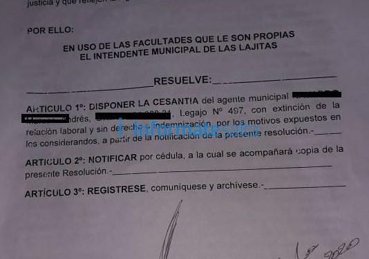 Las Lajitas: dejaron sin trabajo a un empleado municipal y temen que haya más despidos